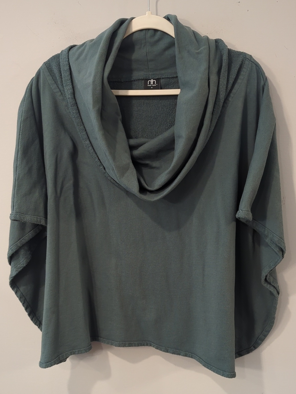 Cape Poncho Cowl Neck Teal Heidi Hess size‎ Medium